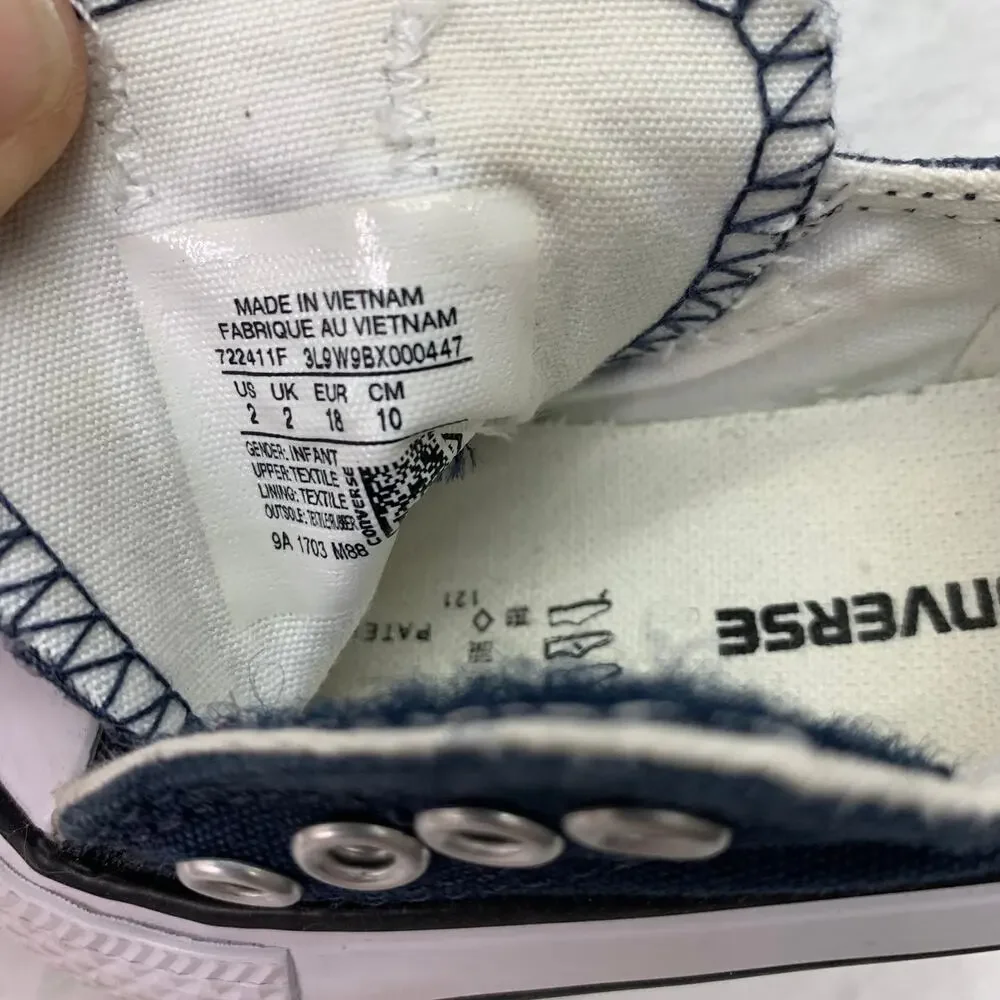 Converse Boys Chuck Taylor All Star Baby Sz 2 Slip Ons Navy Blue White